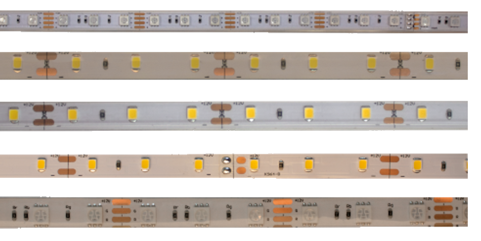 various led strips in a line