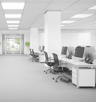 contemporary office with led panel lights in ceiling